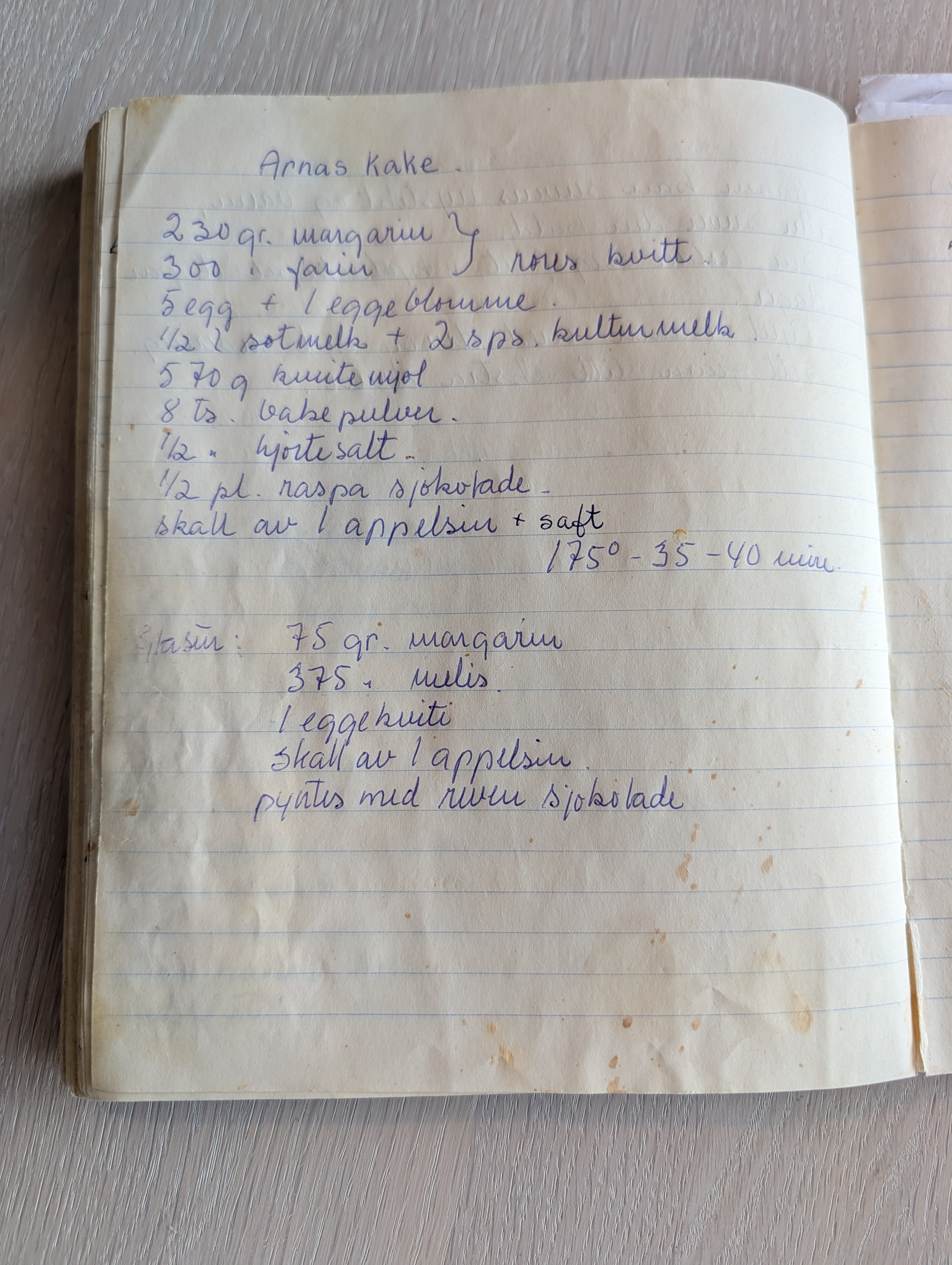 Skannet oppskrift: Arnas kake