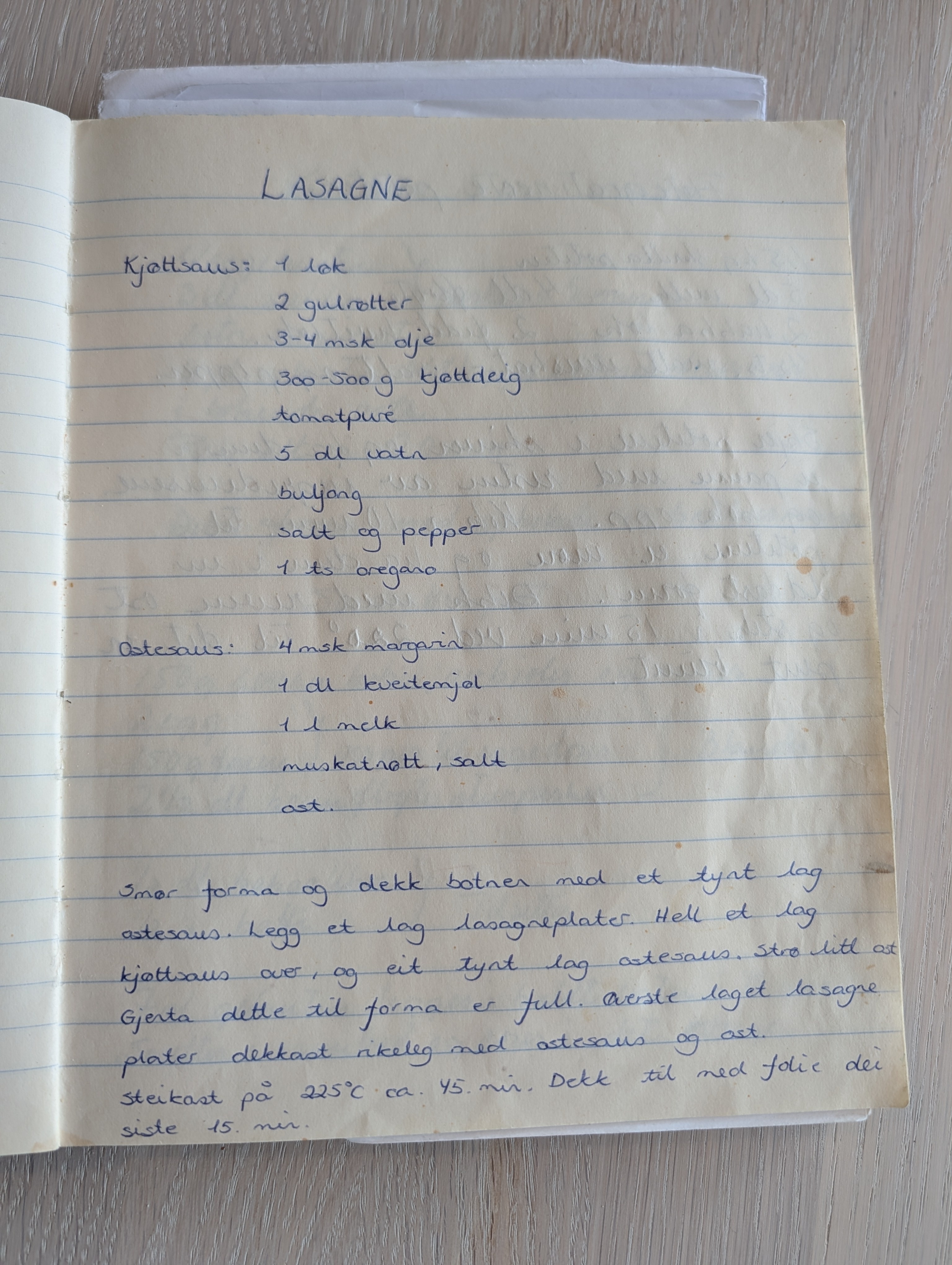 Skannet oppskrift: Lasagne