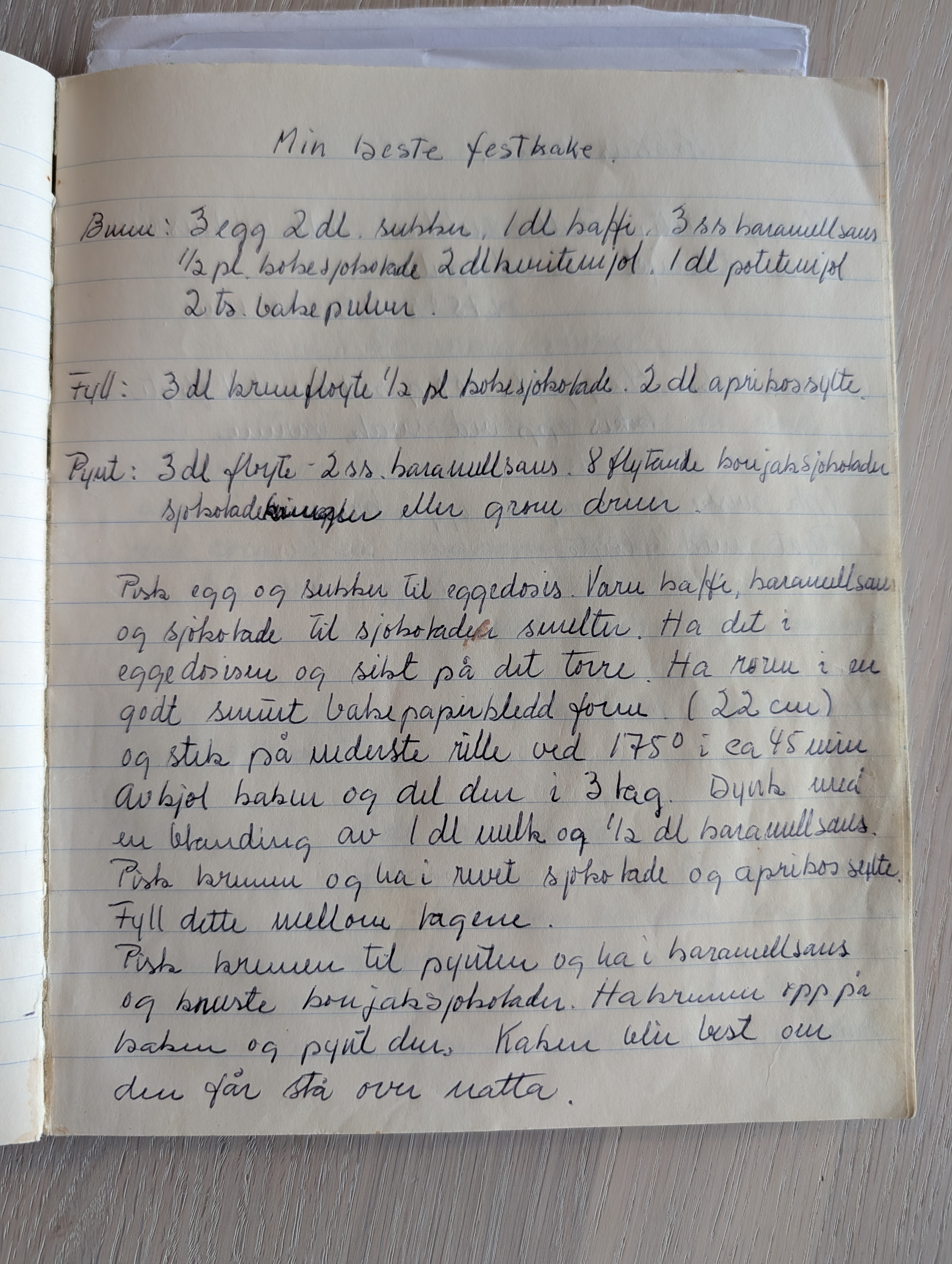 Skannet oppskrift: Min beste festkake