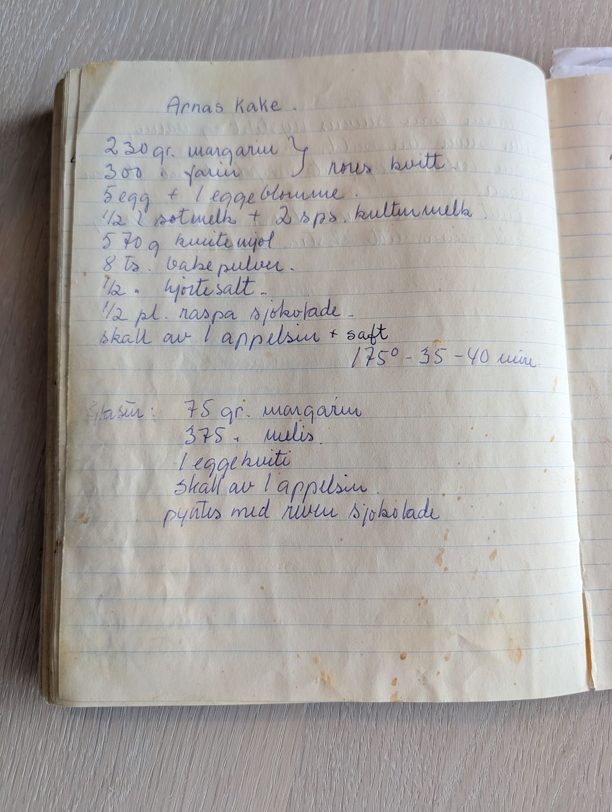 Skannet oppskrift: Arnas kake