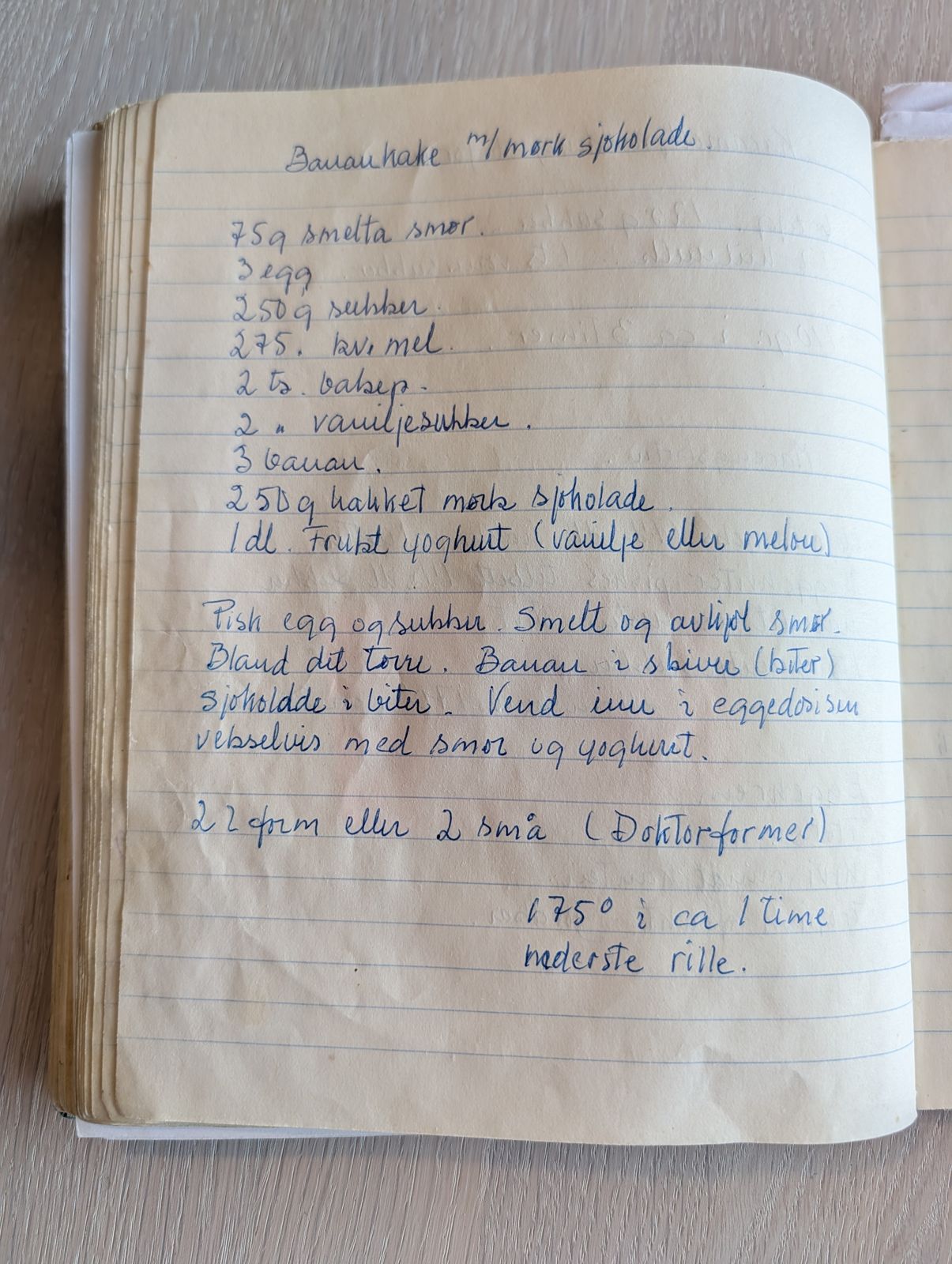 Skannet oppskrift: Banankake med mørk sjokolade