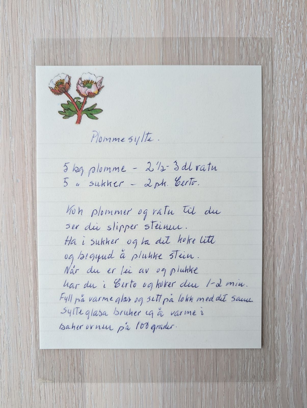 Skannet oppskrift: Plommesylte