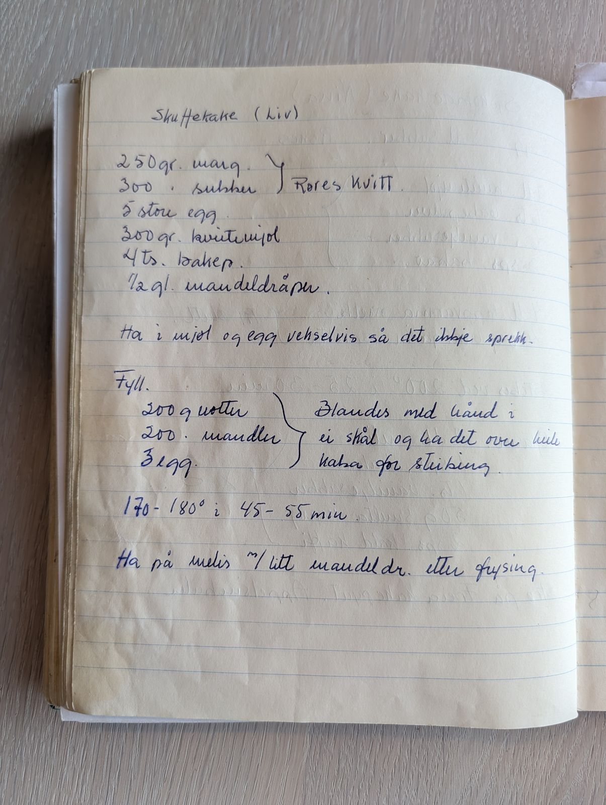 Skannet oppskrift: Skuffekake